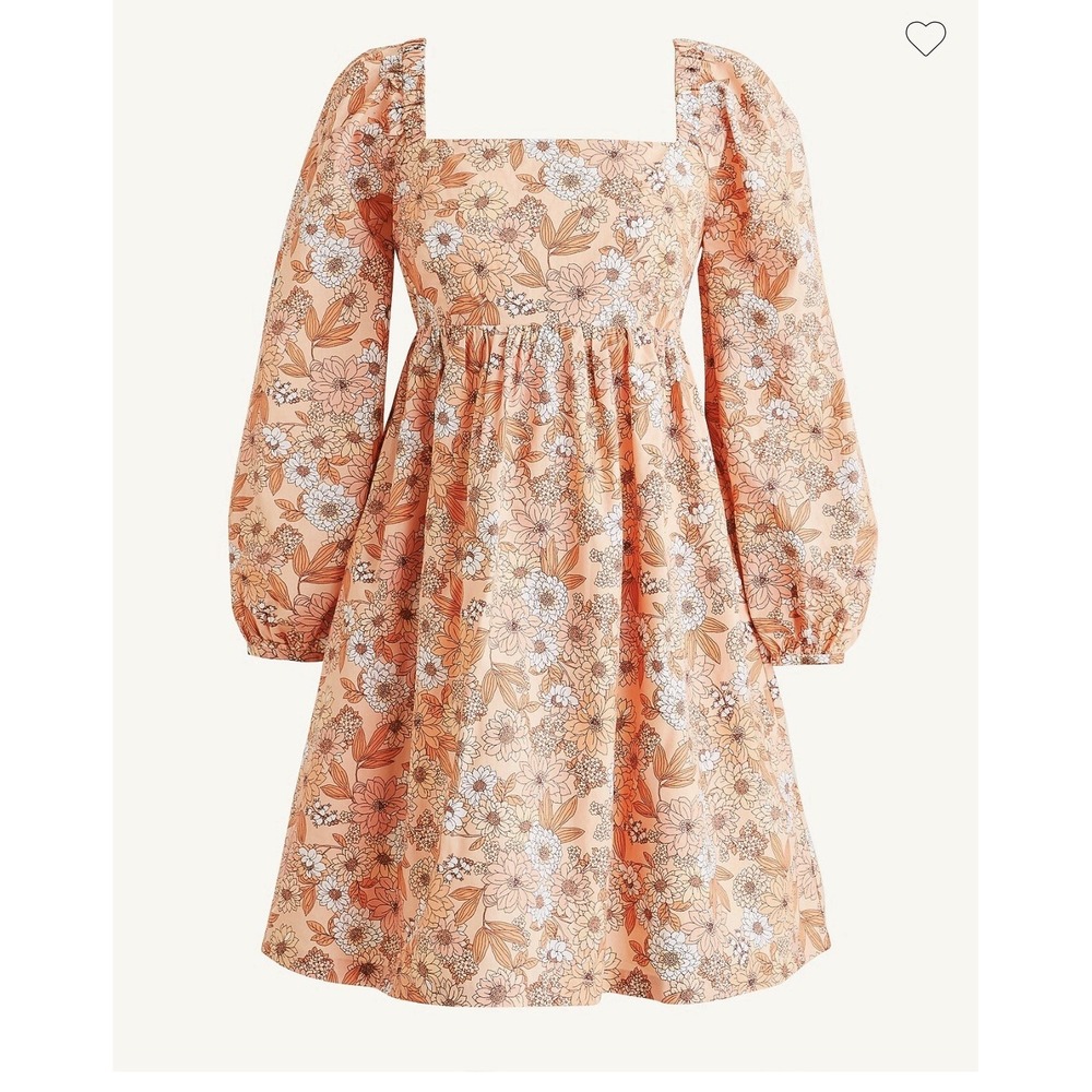 J. Crew Square Neck Cotton Poplin Mini Dress in a zinnia floral pattern Size S